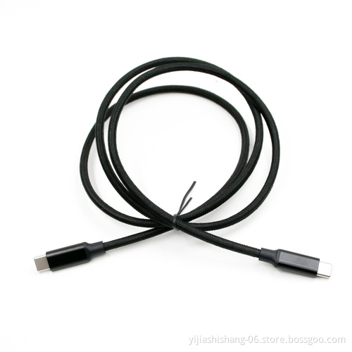 Yijiashishang 2020 Black Color Nylon Braided Type C to Type C Usb Charger Cable